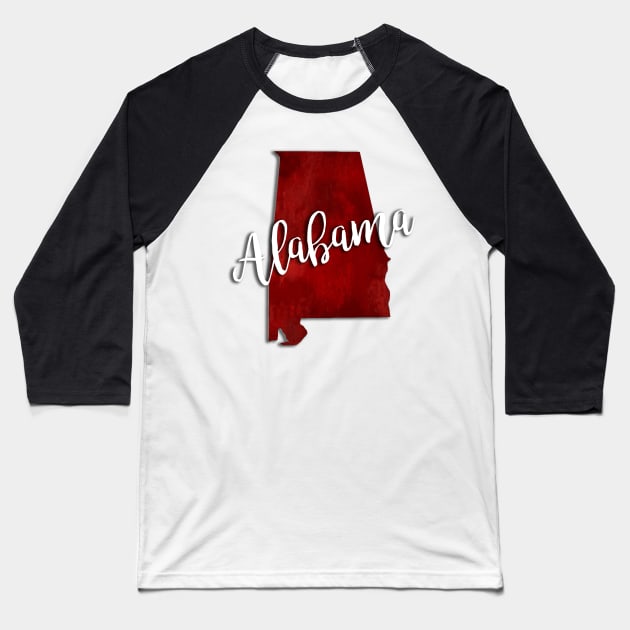 Alabama State Outline Baseball T-Shirt by doodlesbydani